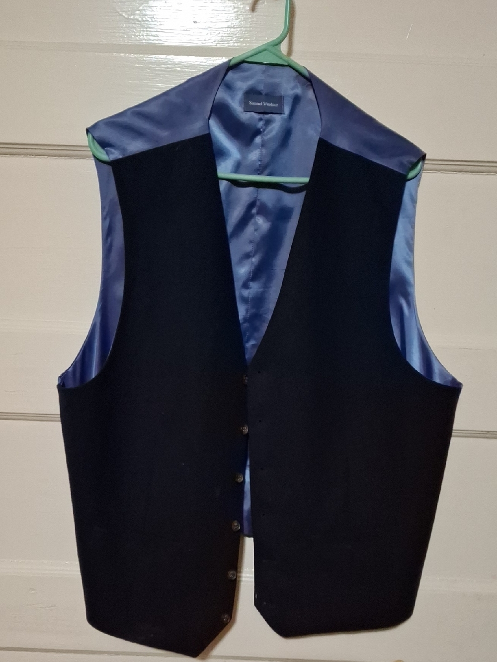 Men's Black Dress Vest with Blue Satin Lining by Samuel Windsor (Mgs222)